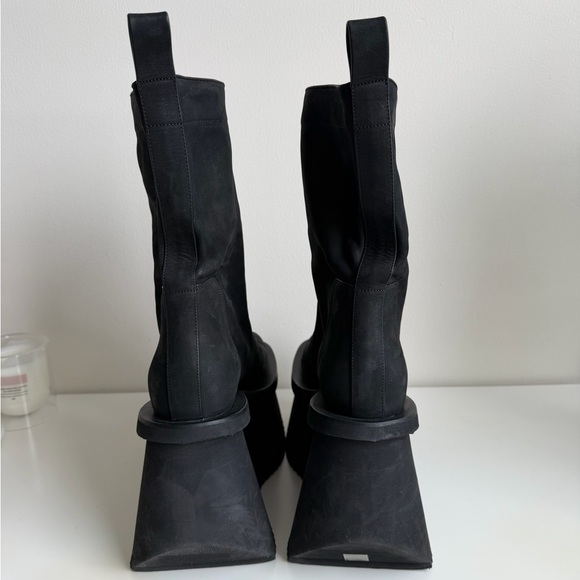 Black Platform Mid-Calf Women's Boots - Picture 3 of 7